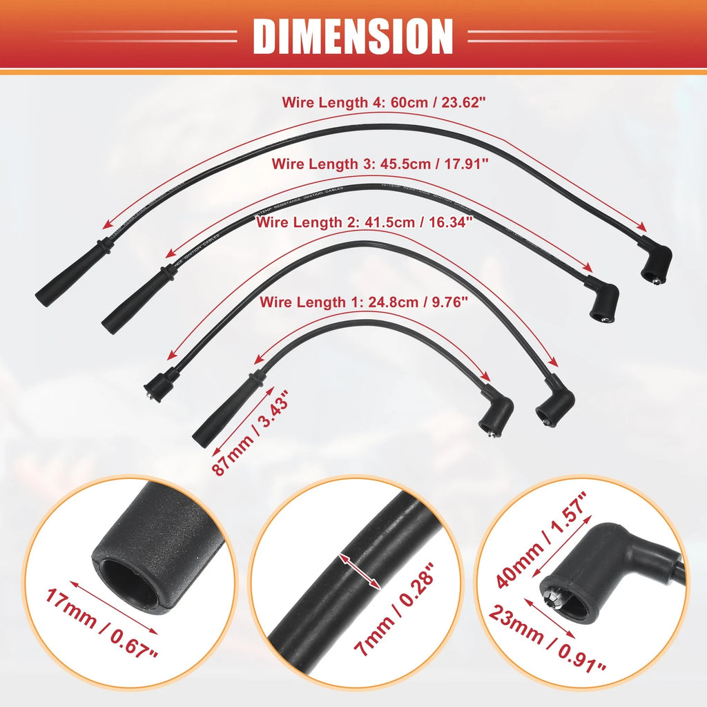 5 Pcs Spark Plug Wire Ignition Coil Cable No. 90919-21431 for Toyota 4Runner 
