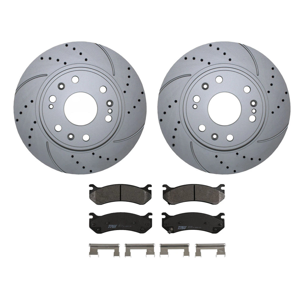 Front Brake Kit 330mm Drilled Disc Rotors & TRW Metallic Pads for Chevrolet GMC