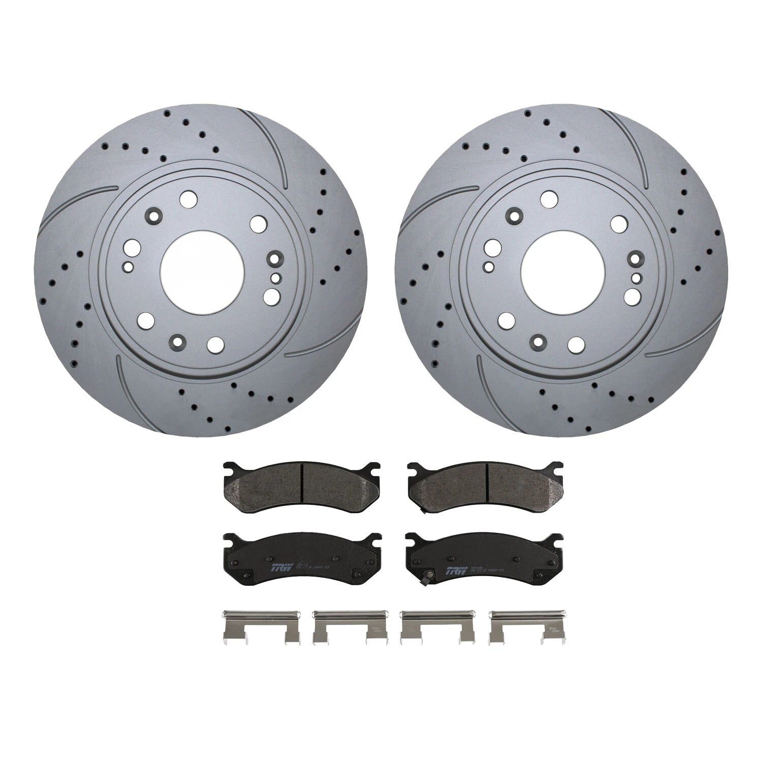 Front Brake Kit 330mm Drilled Disc Rotors & TRW Metallic Pads for Chevrolet GMC