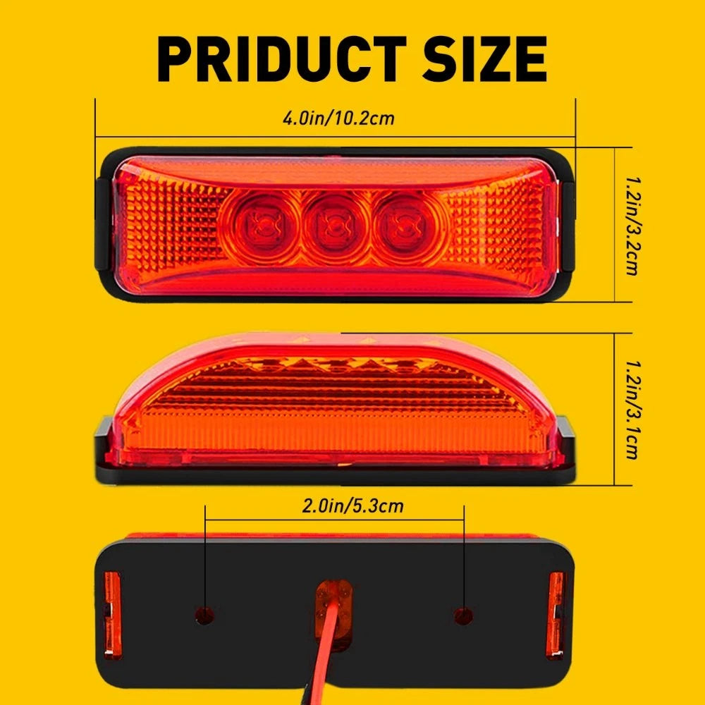 4PCS LED Marker Lights for Truck Trailer (Rectangle Clearance Signal)