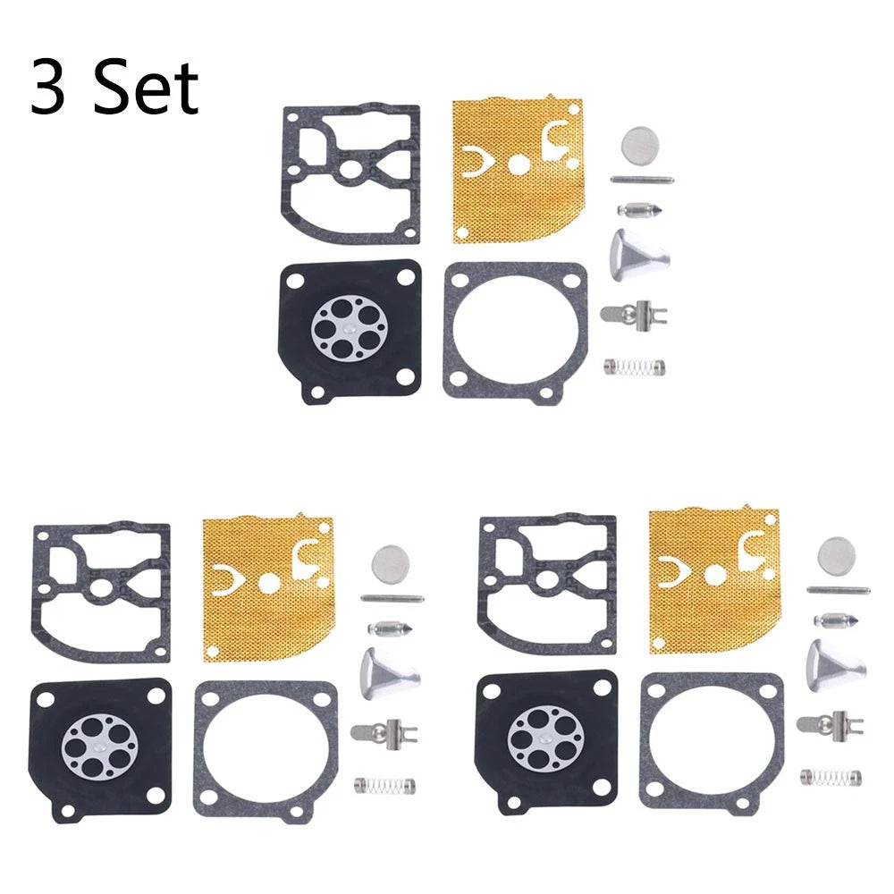 Set of 3 Carburetor Repair Kits for Husqvarna 40 45 49 (Zama RB-45 C1Q)