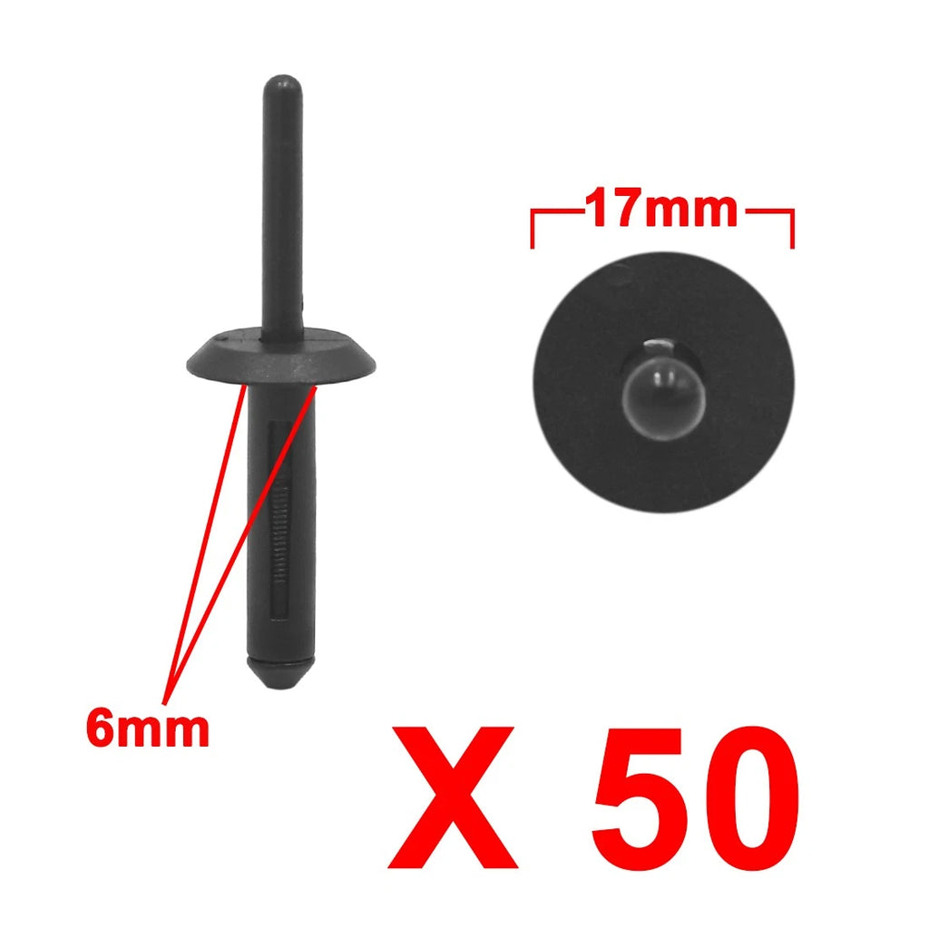 Set of 50 Push-in Plastic Rivets for BMW (702105292365)