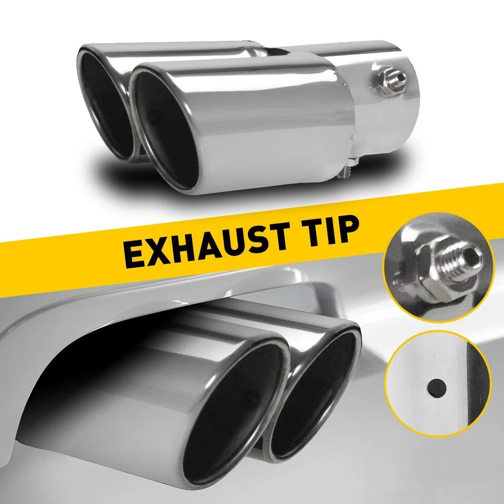 Dual Exhaust Pipe Tail Muffler Tip for Various Cars (Chrome Stainless Steel)