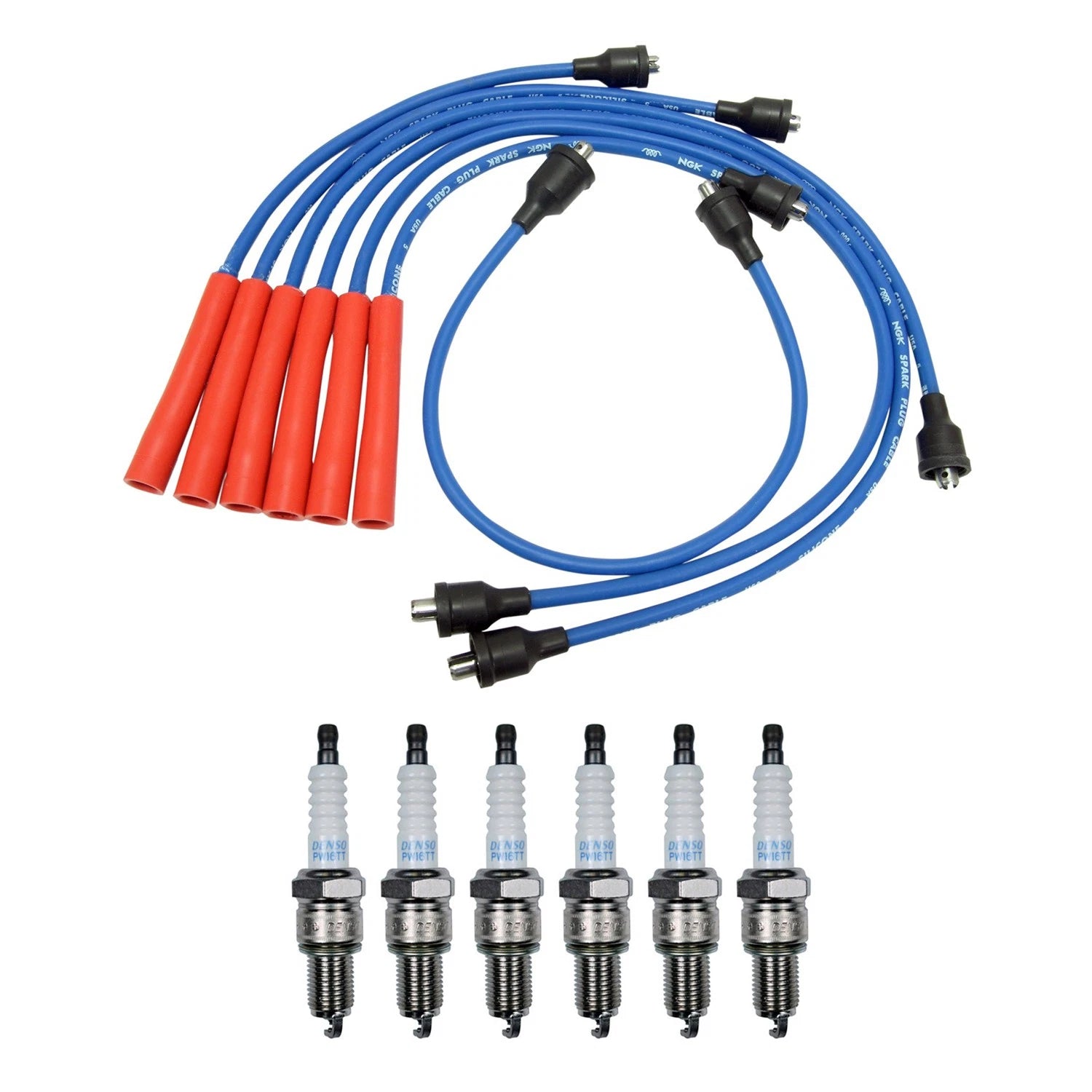 NGK Wire Set & Denso 6 Platinum TT Spark Plugs for Impala Malibu Suburban (L6)