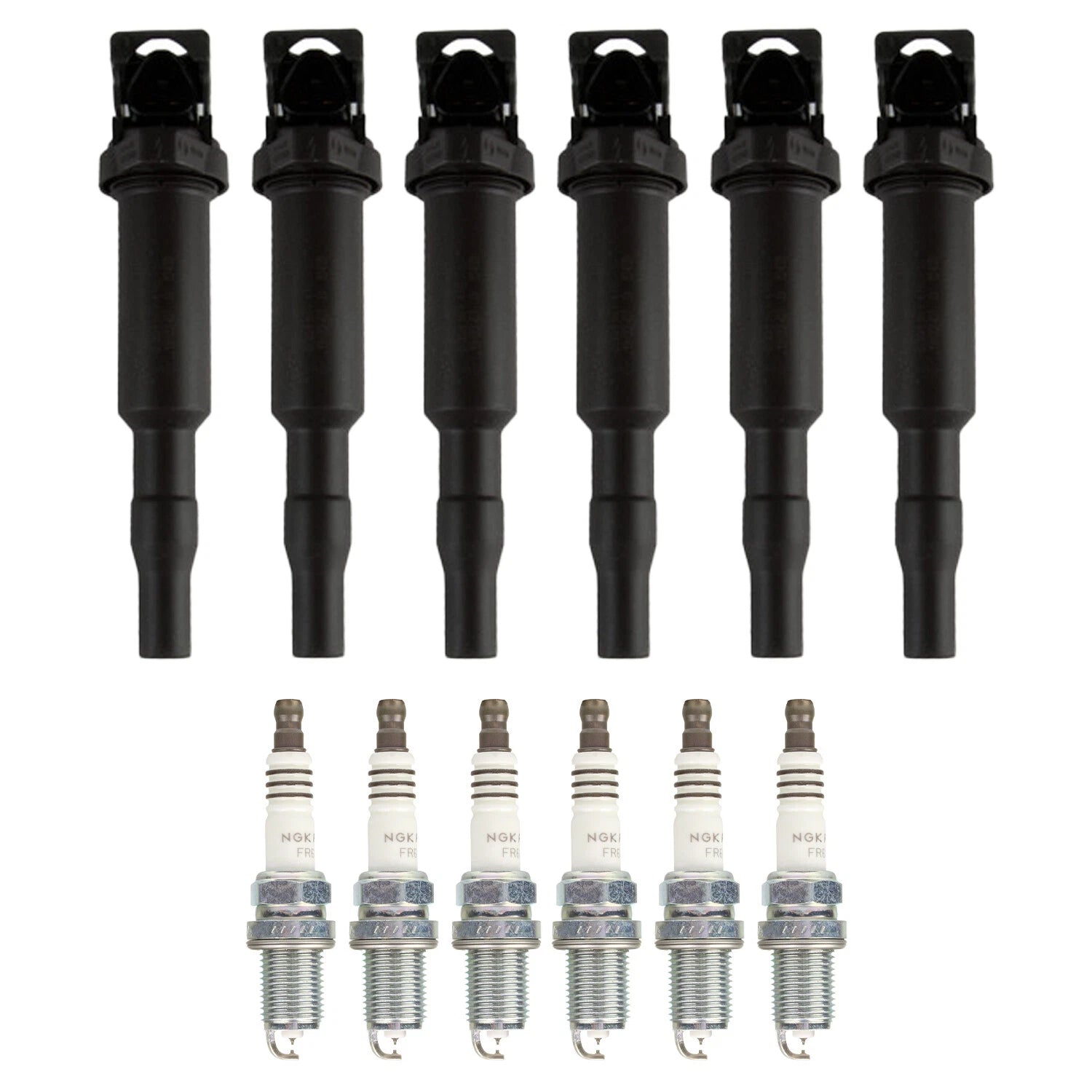 Set of 6 Ignition Coils & NGK Ruthenium HX Spark Plugs for BMW E53 X5 (2000–2006)