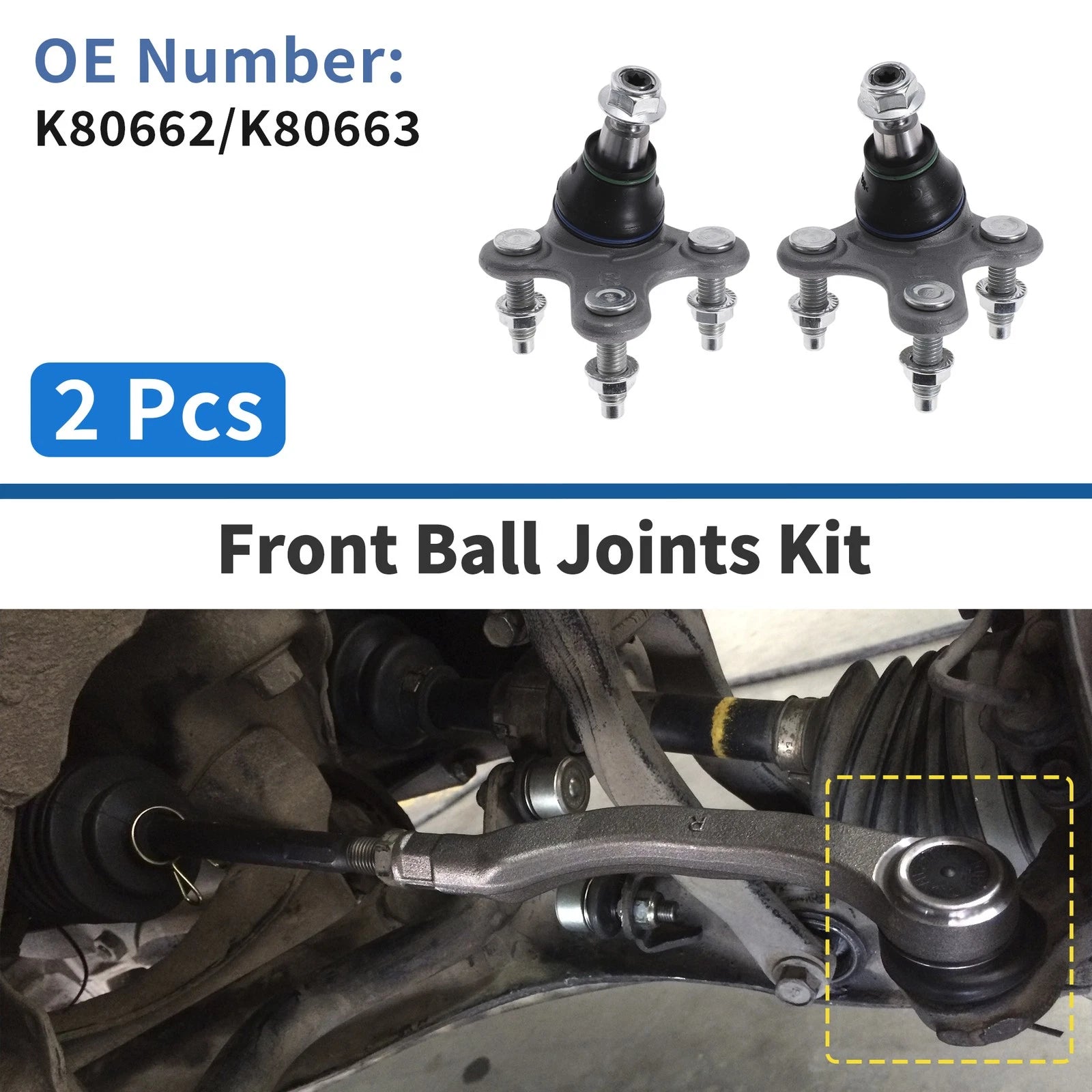 2X Front Lower Ball Joints for Audi A3 Quattro (2006–2013) No.K80662/K80663
