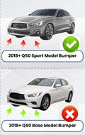 Glossy Black Front Bumper Lip Spoiler Splitter for Infiniti Q50 (2018–2023)