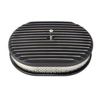 Valve Covers & 12" Oval Air Cleaner for SBC Chevy (1958–1986) Finned Tall Black