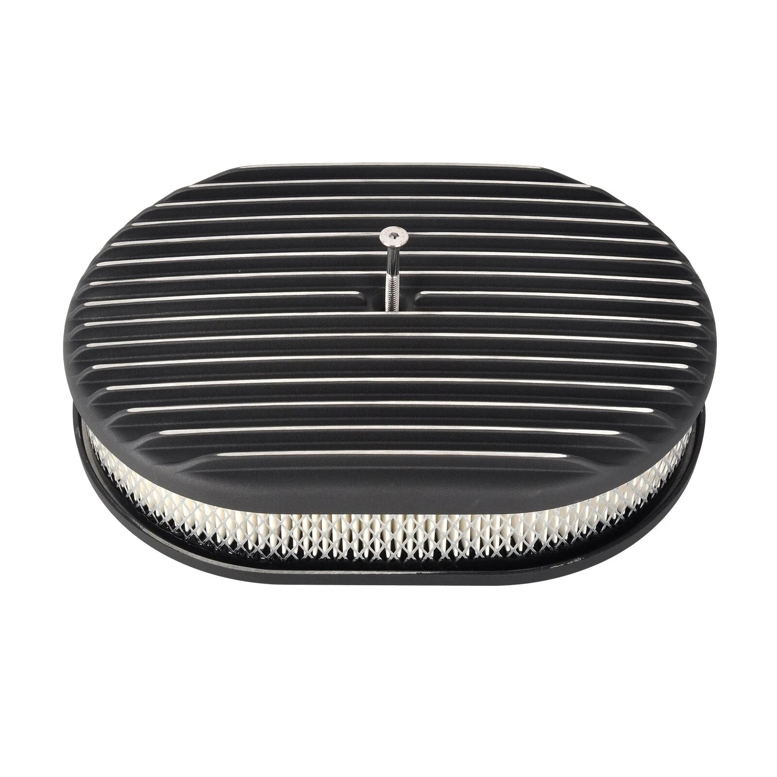 Valve Covers & 12" Oval Air Cleaner for SBC Chevy (1958–1986) Finned Tall Black