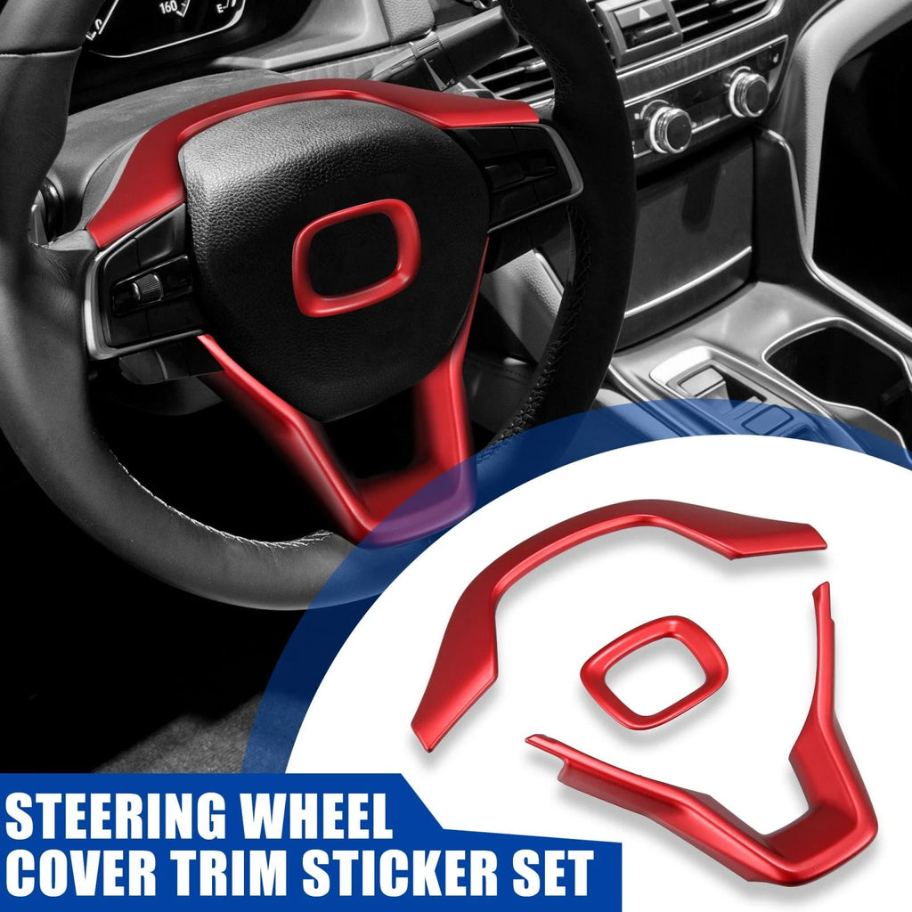 3pcs ABS Steering Wheel Cover Trim for Honda Accord (2018–2021) Red