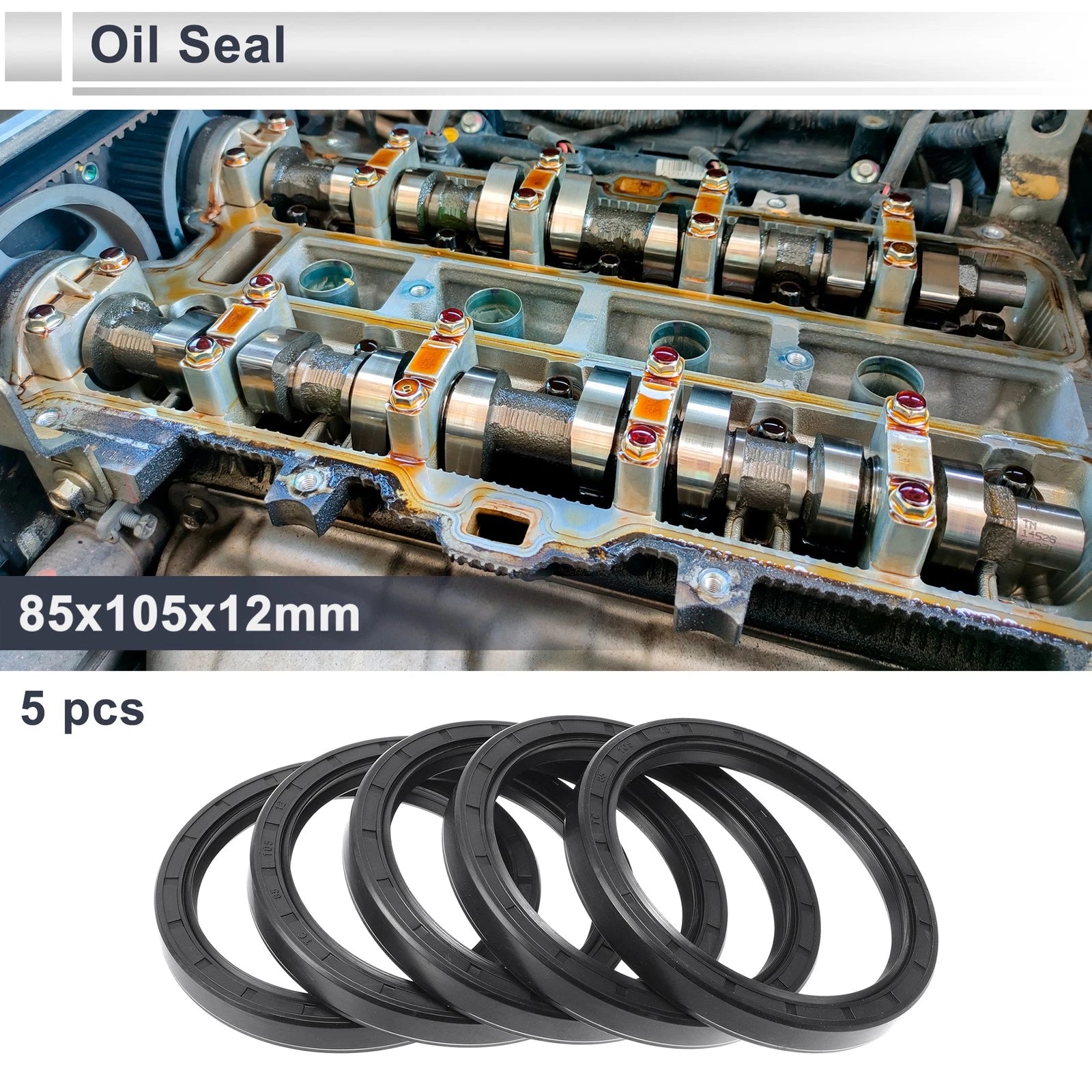 Set of 5 Oil Seal Rotary Shaft Seal Nitrile Rubber 85x105x12mm