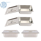 Set of 4 Steam Table Hotel Pans with Lid 4" Deep for Standard Utensils