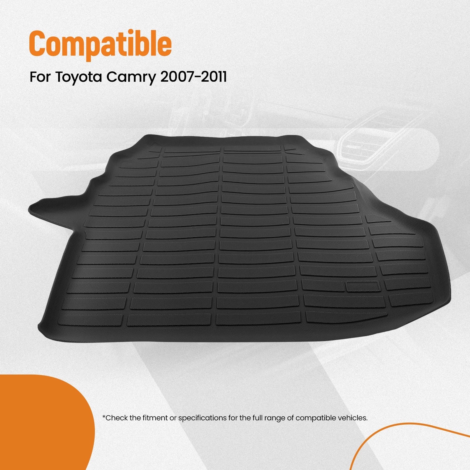Cargo Liner Trunk Mat for Toyota Camry (2007–2011) TPE Black All Weather