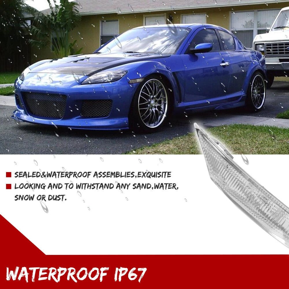 Clear Lens Front Bumper Side Marker Reflector Lights for Mazda RX-8 (2004–2008)