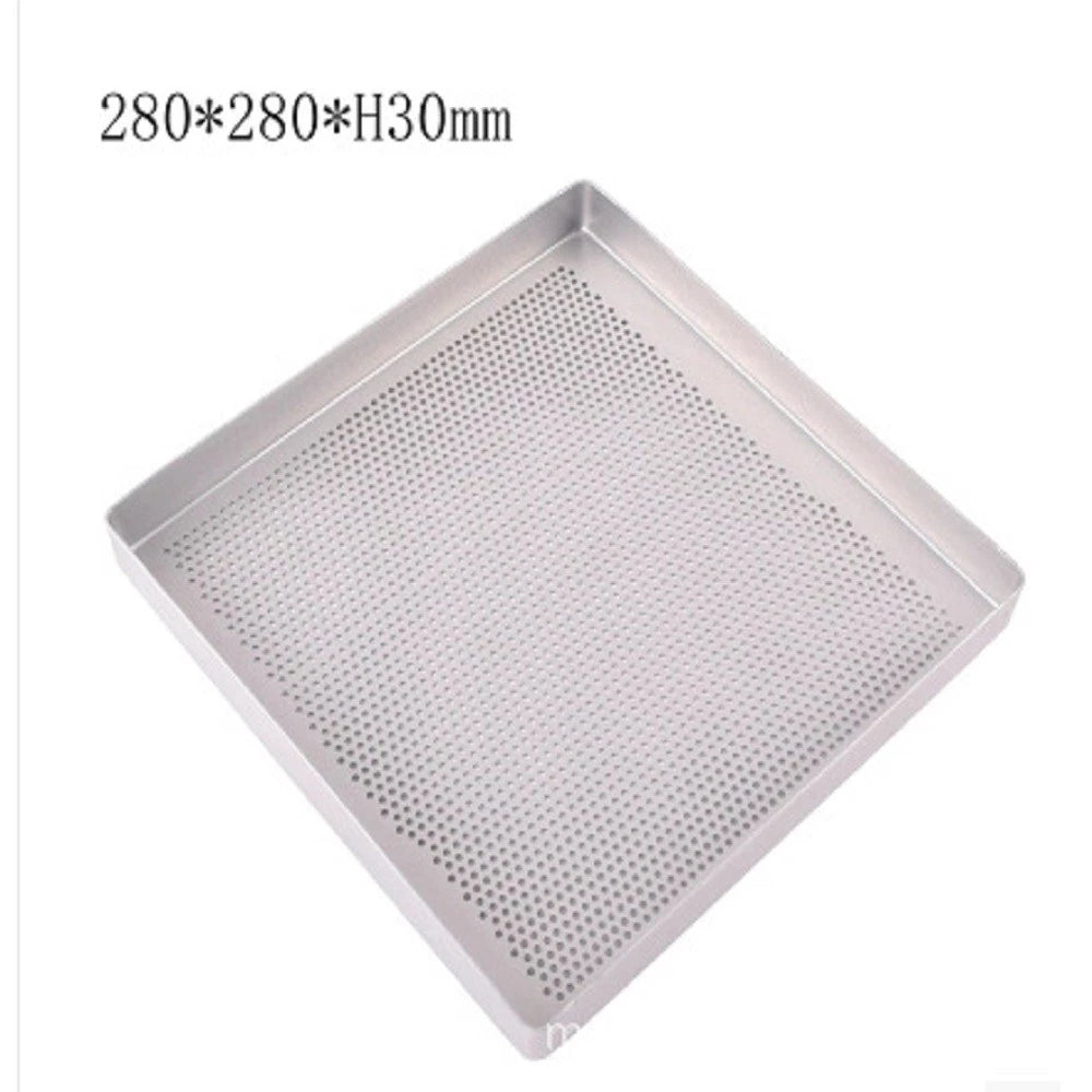 Set of 2 Perforated Aluminum Baking Pans 28x28cm Non-Slip