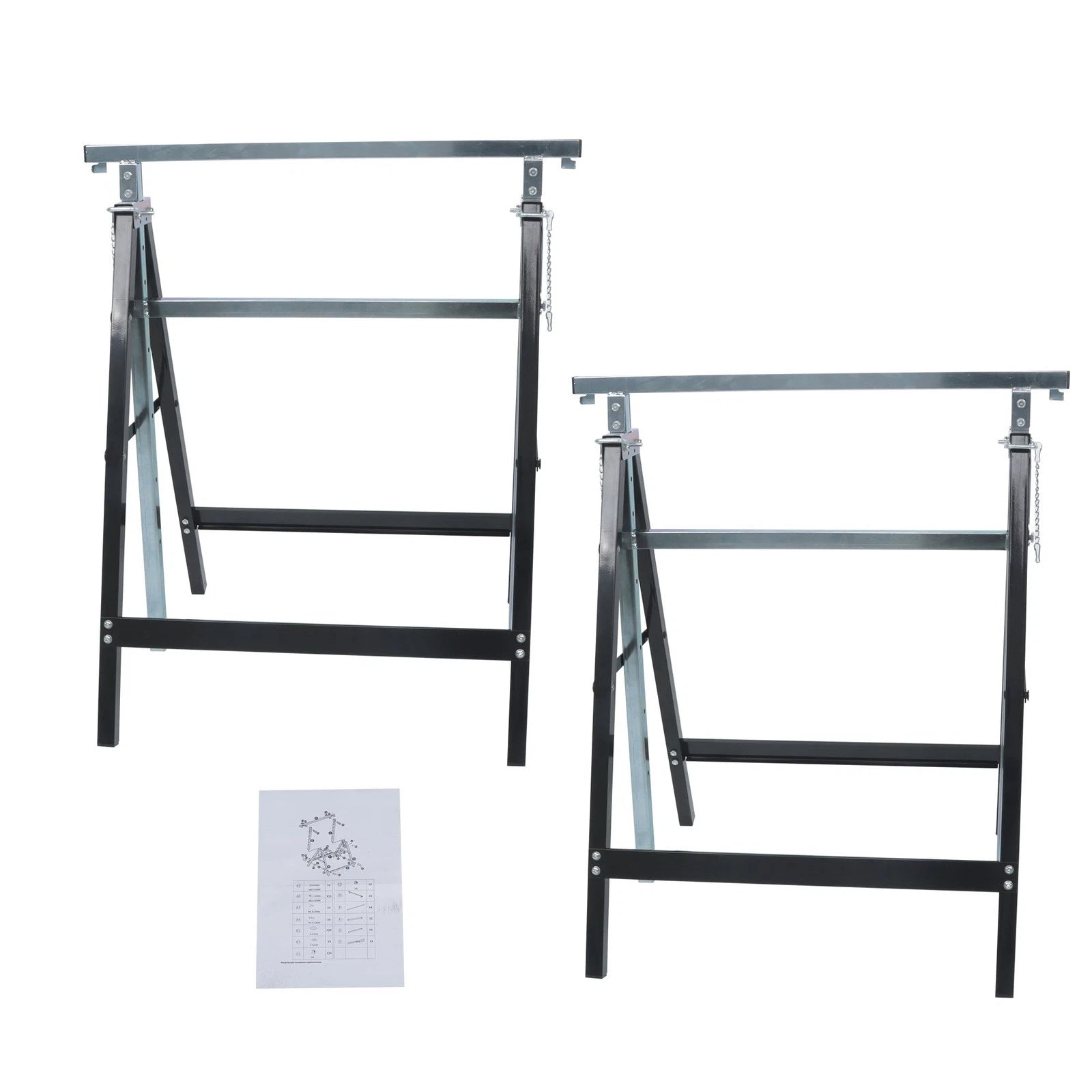 7-Speed Adjustable Height Foldable Metal Sawhorse Work Stand (440lbs Capacity)