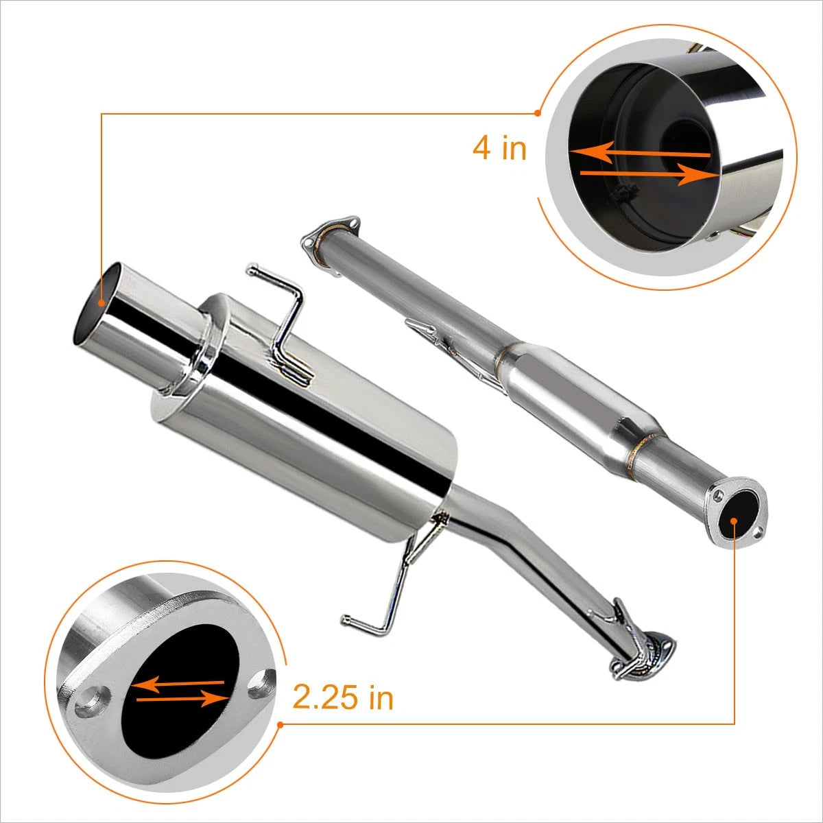 4" Tip Muffler Catback Exhaust for Honda Prelude H22/23 F23A1 (1992–1996)