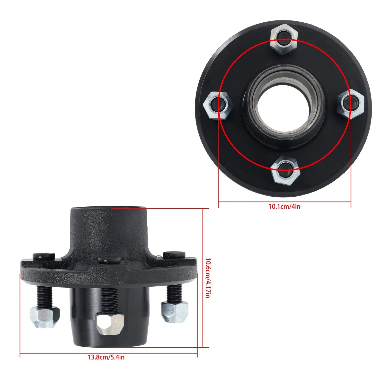 Set of 4 Trailer Hubs for 2000 lbs Spindle (4 on 4)