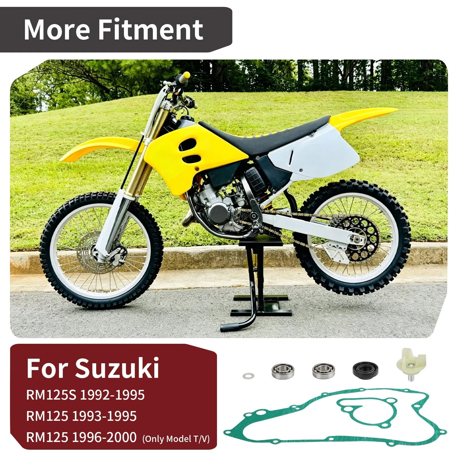 Water Pump Shaft Gear Impeller Gaskets Seals for Suzuki RM125 RM125S (1992–2000)