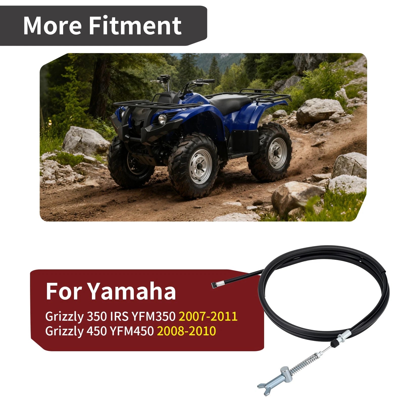 Rear Hand Park Brake Cable for Yamaha Grizzly 350 450 (2007–2014) 4S2-F6341-00-00 45-4059