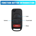 Key Shell Case 2107601306 for Mercedes-Benz (4 Button, Black)