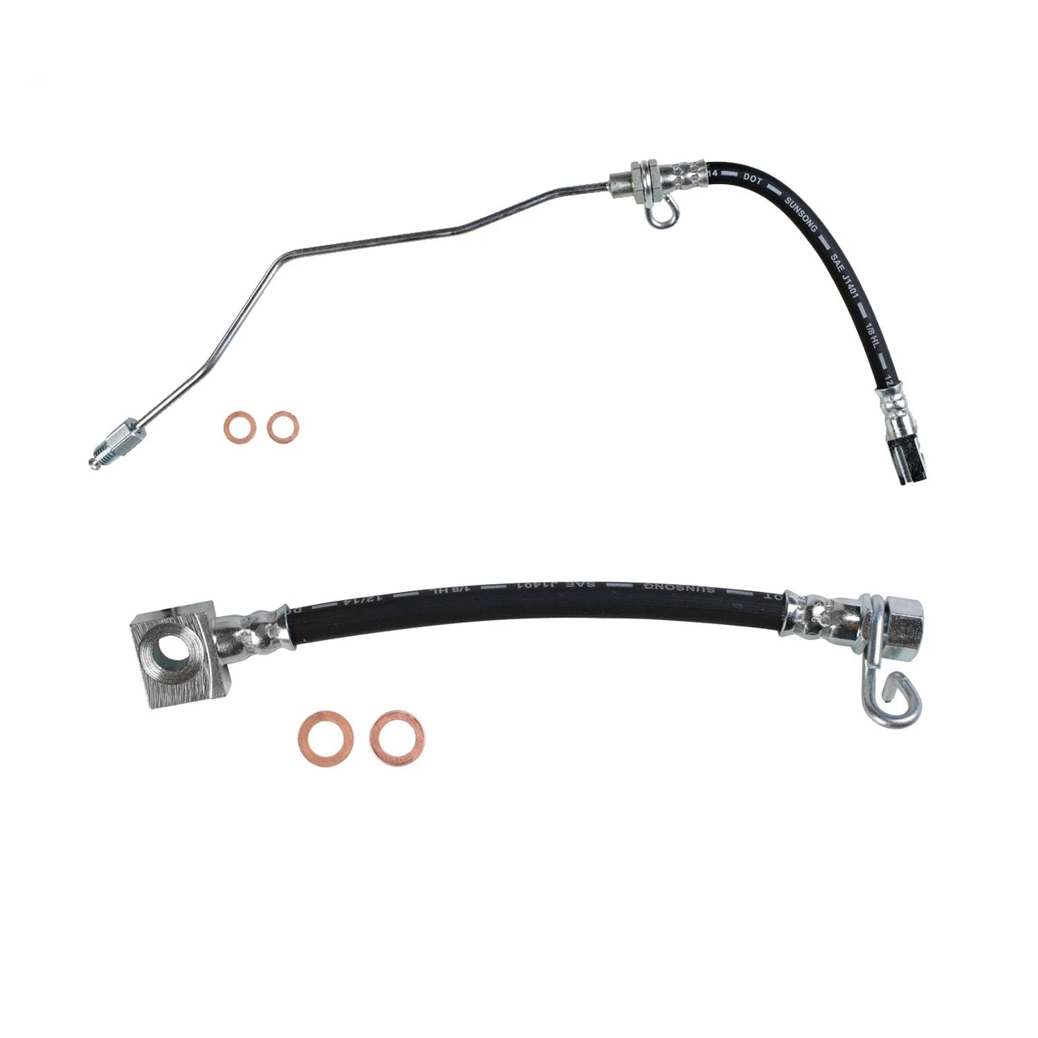 Sunsong 2X Rear Left & Right Brake Hydraulic Hose Kit for Dodge Ram 1500 (2002–2008)
