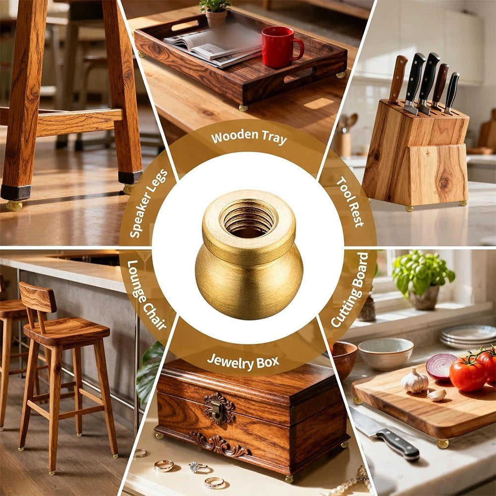 Set of 4 Brass Raising Feet for Cutting Boards Serving Trays