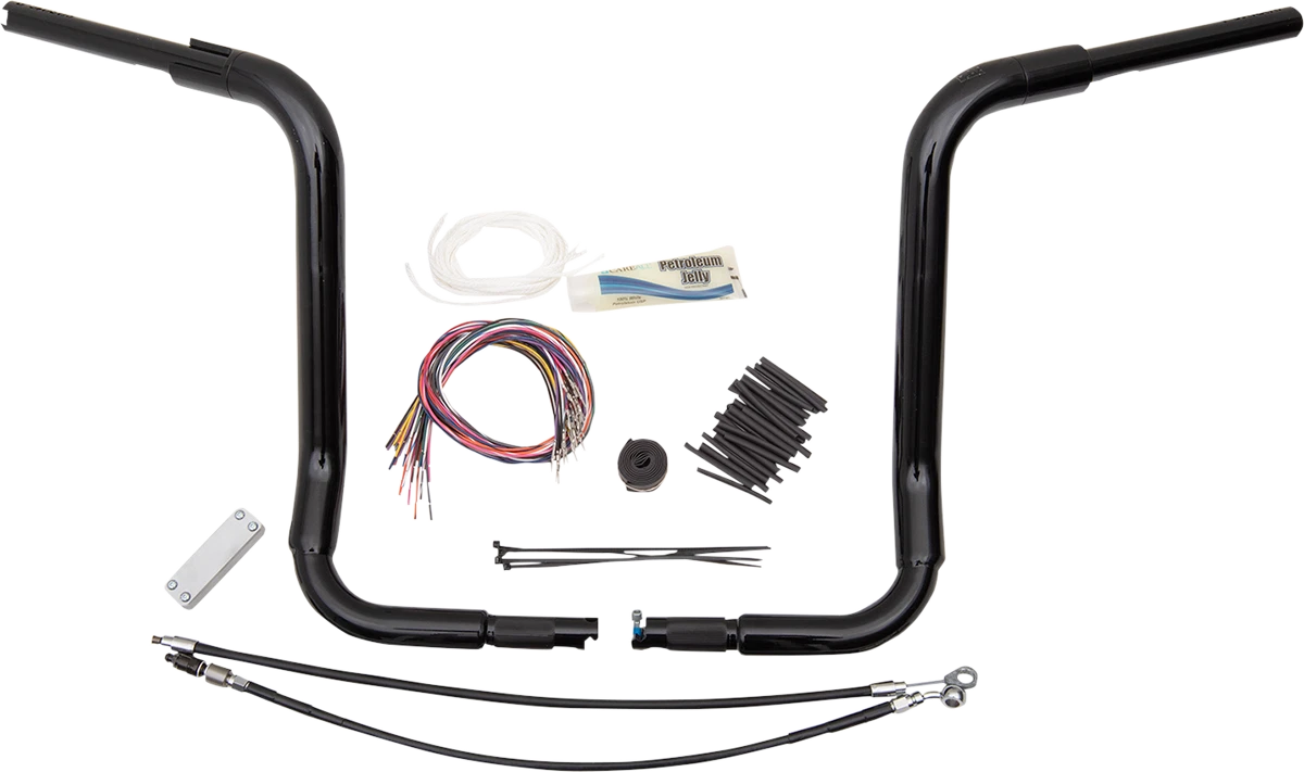 1-1/2" EZ Install Rounded Top Handlebar Kit for Harley (16", Black)