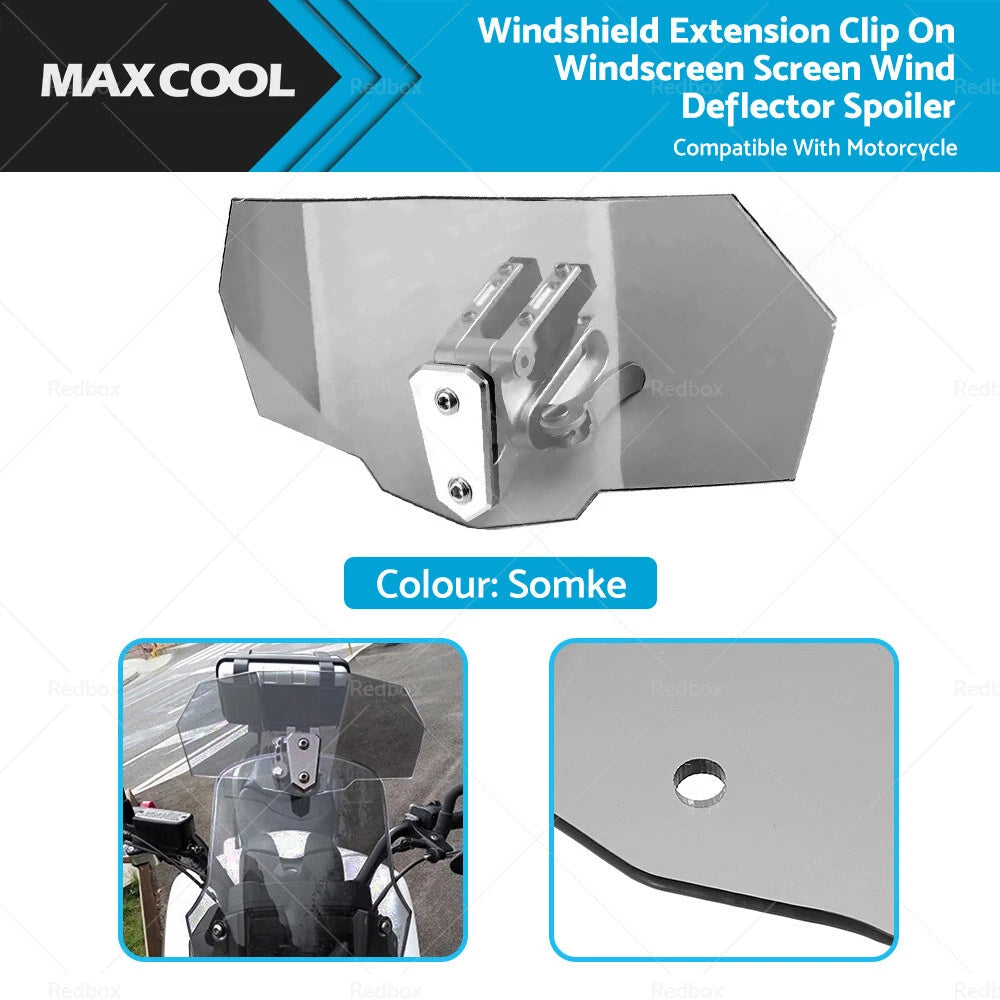 Windshield Clip-On Extension Spoiler for Motorcycle (Universal Fit)
