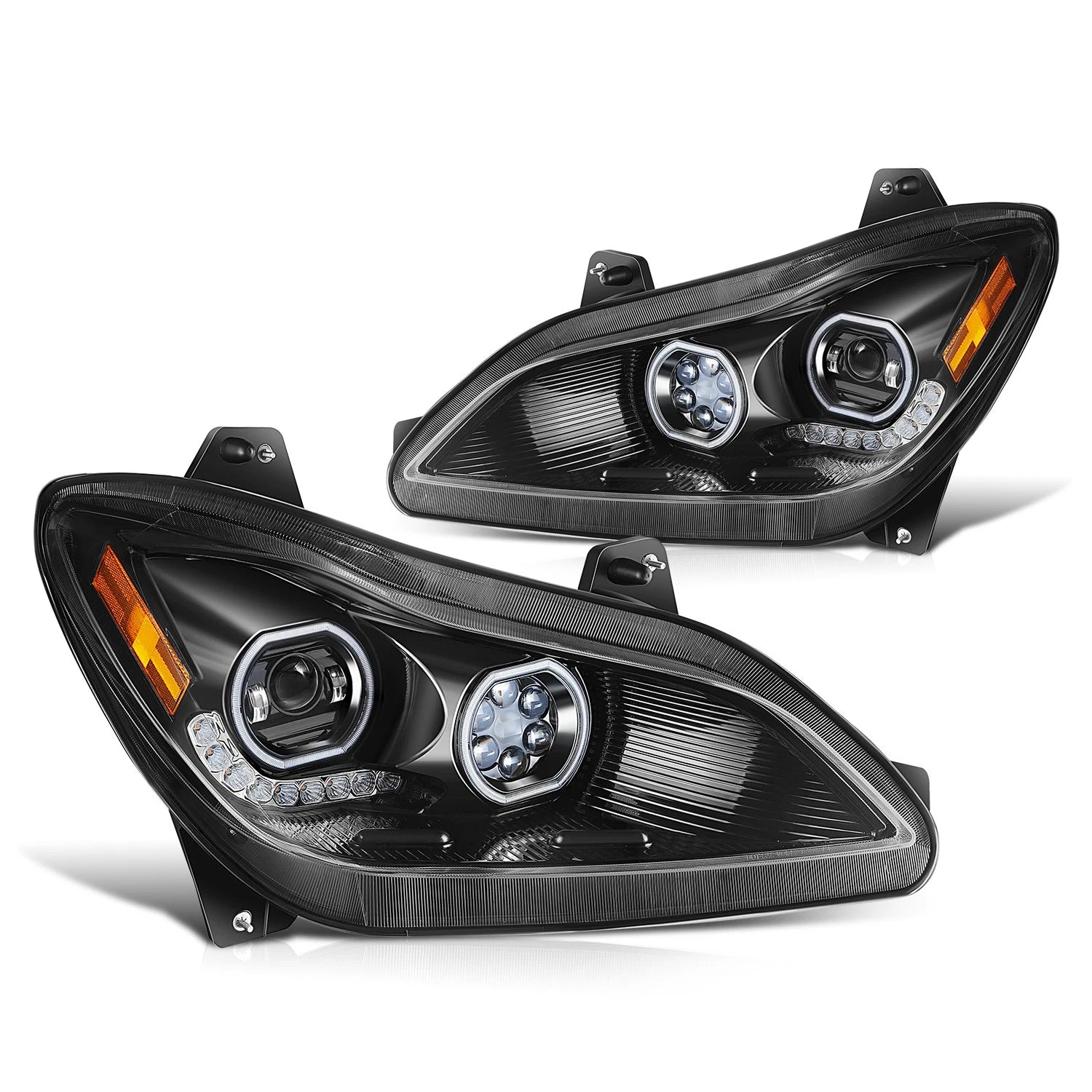 LED DRL Halo Ring Projector Headlights for Kenworth T680 (2022–2025)