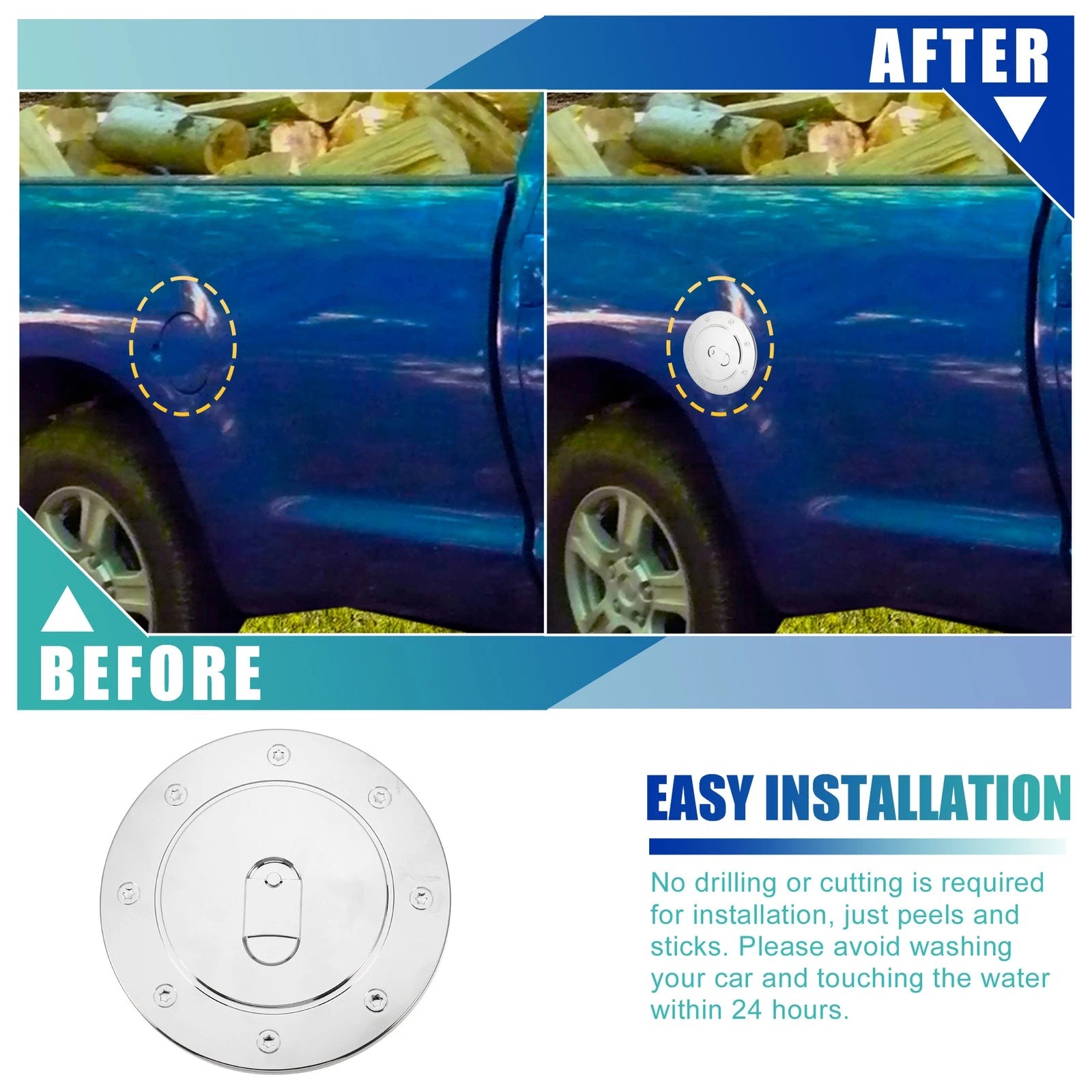 Chrome Plated Fuel Tank Filler Cap Cover for Toyota Tundra (2007–2021)
