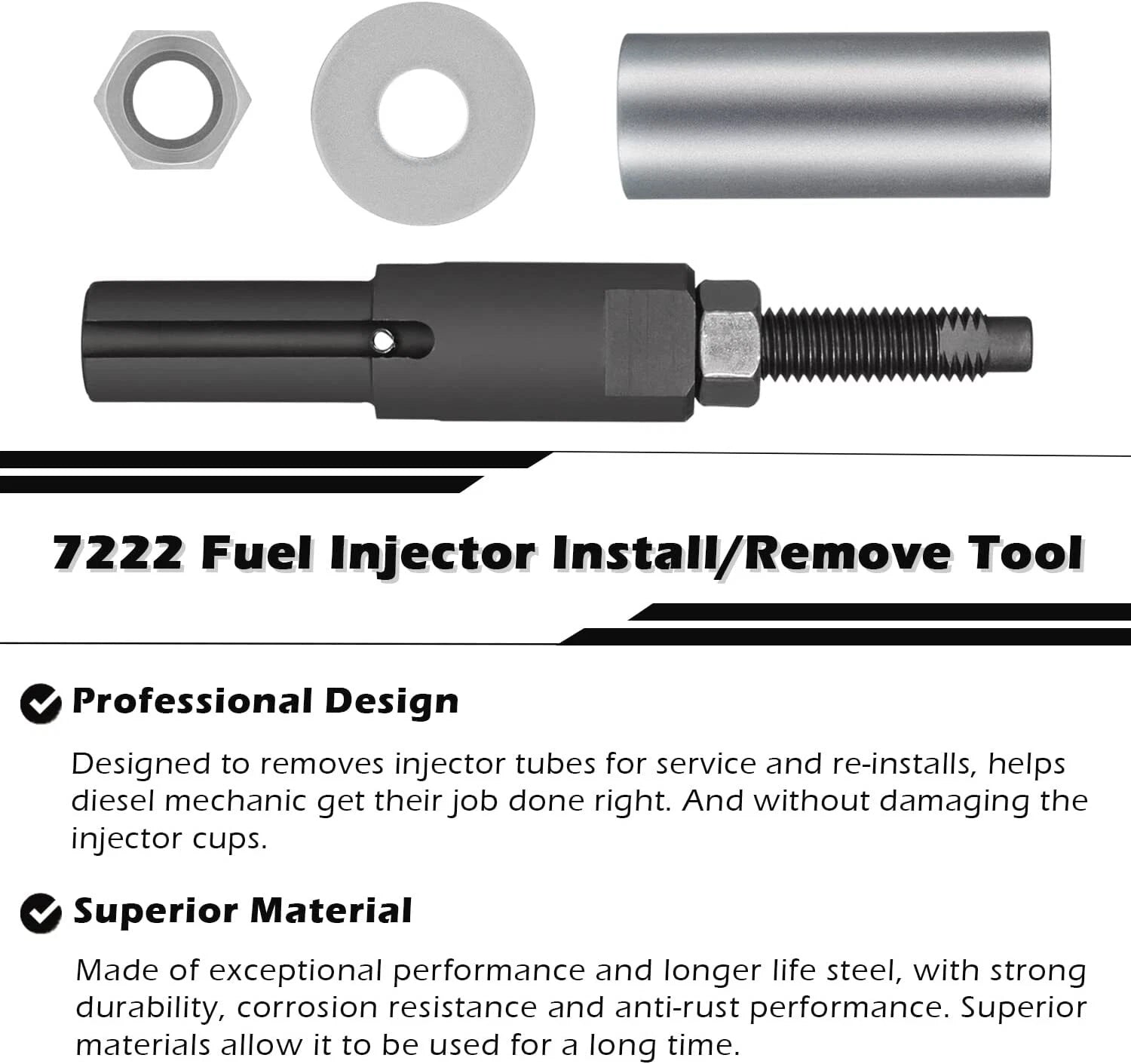 7222 Injector Tube Remover Installer Kit for GM 6.6L Duramax Diesel (2001–2016)