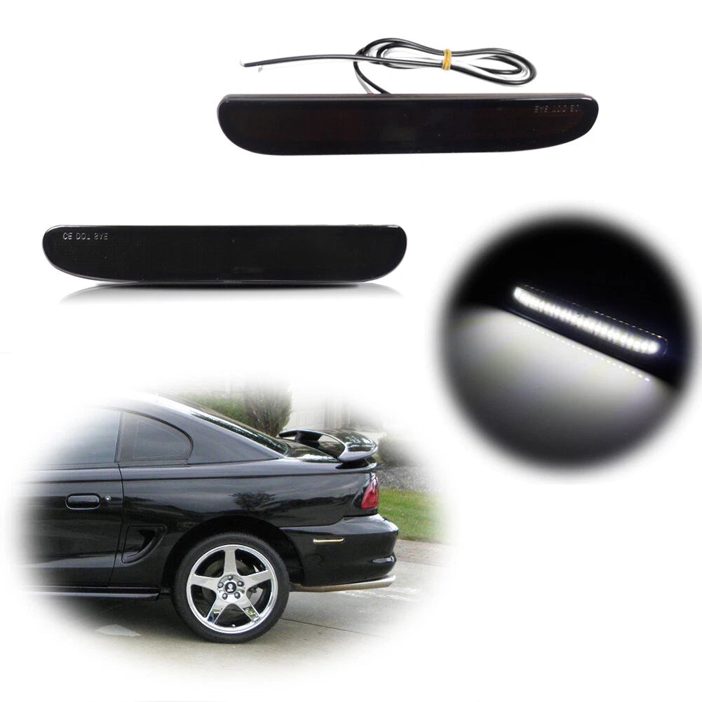 Smoked Lens LED Rear Bumper Side Reflector Lights for Ford Mustang (1994–1998)