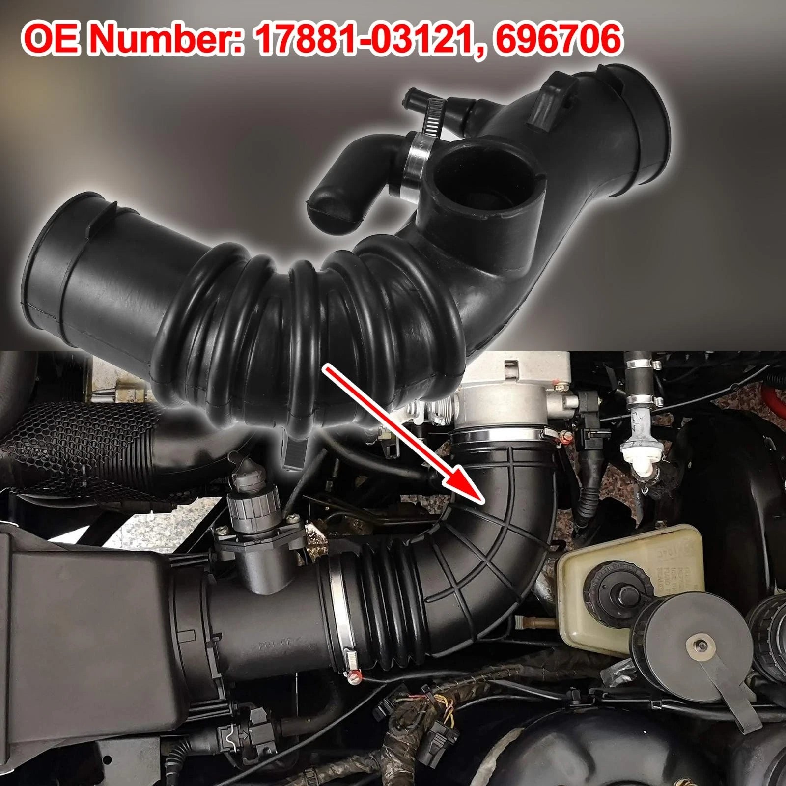 Air Duct Filtered Pipe for Toyota Camry Solara (1997–1999) 17881-03121 696706