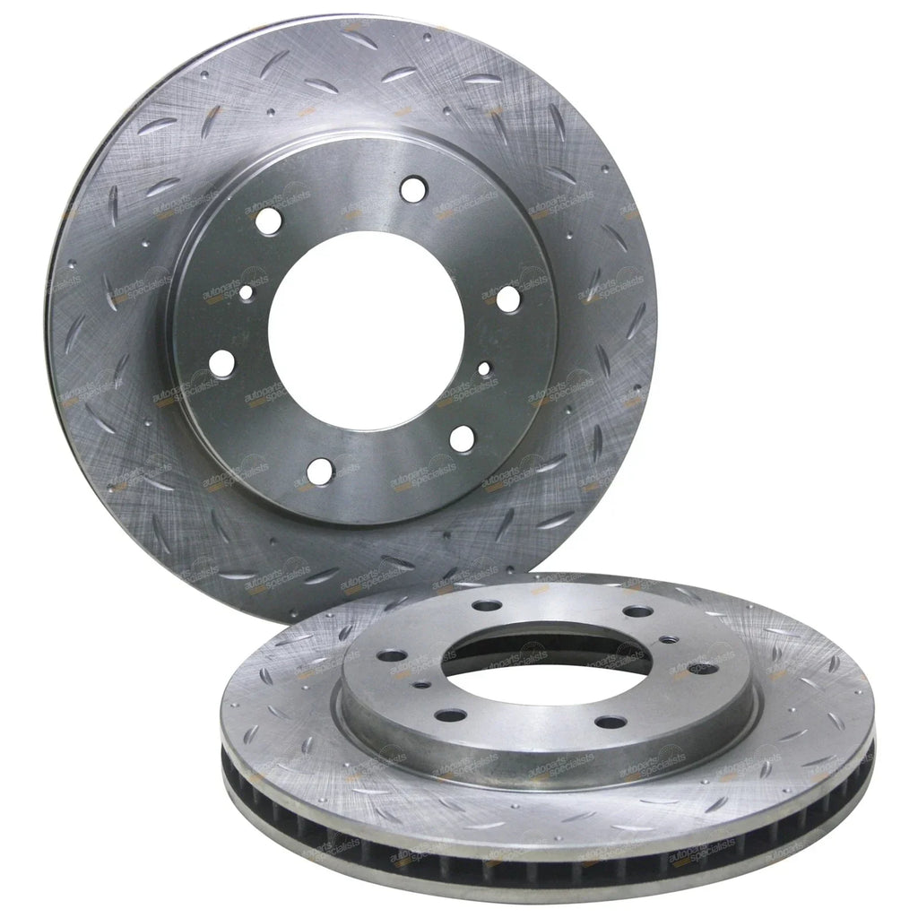 Front Slotted + Drilled Disc Brake Rotors for Challenger PB PC 4X4 (2009-2015)