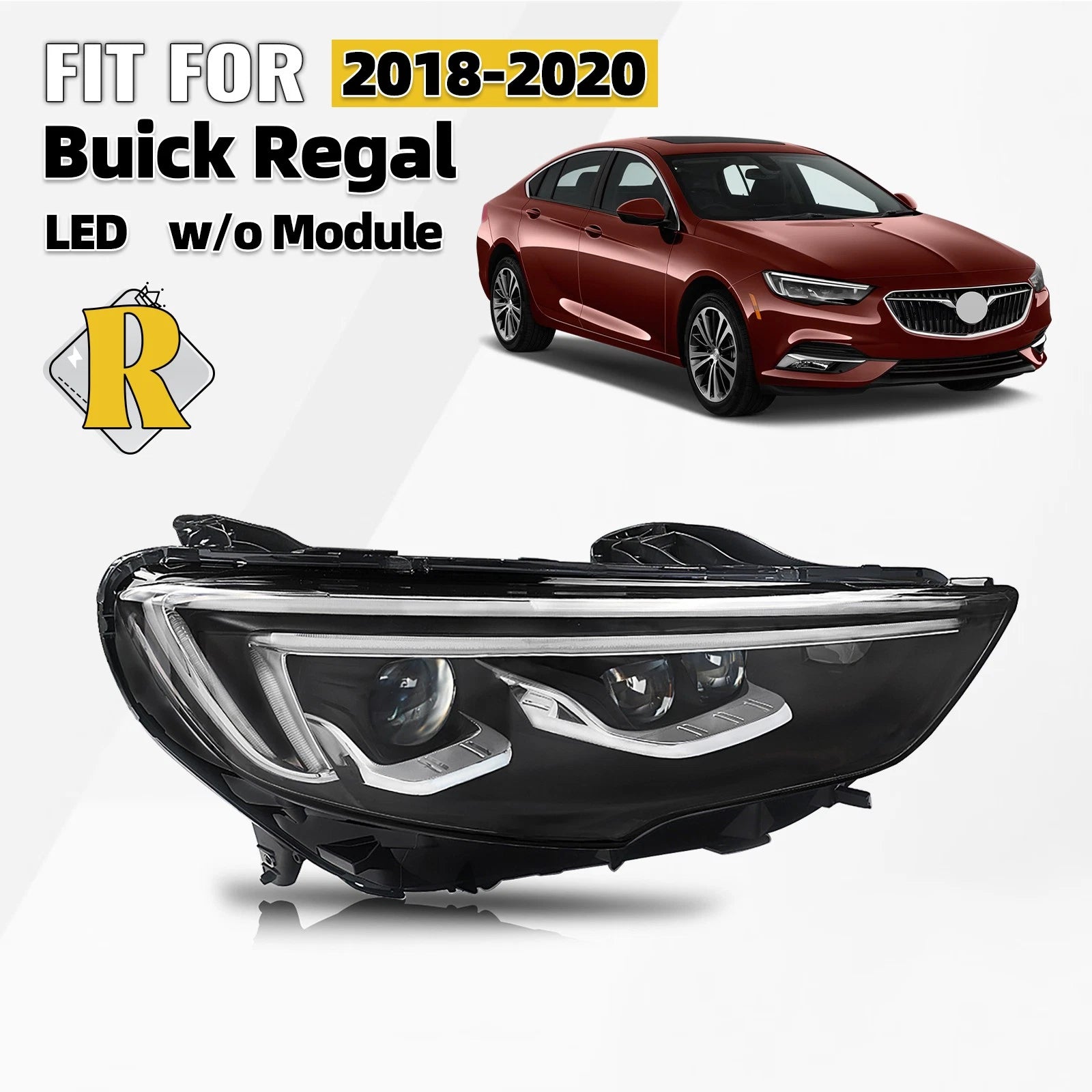 Full LED Headlight for Buick Regal (2018–2020) Right Passenger Side