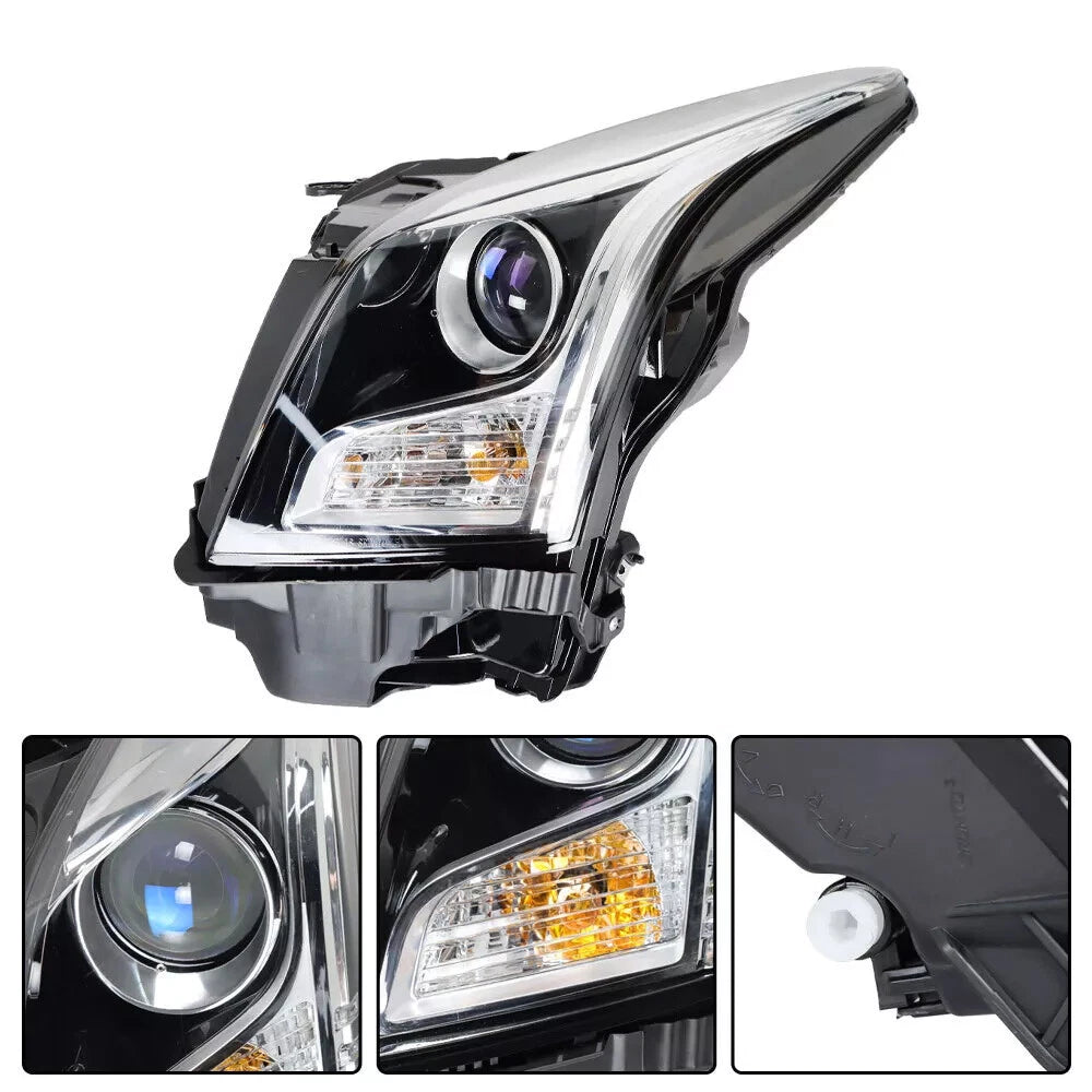 Left Halogen Headlight for Cadillac ATS (2013–2018) Chrome Housing, Bulb Included