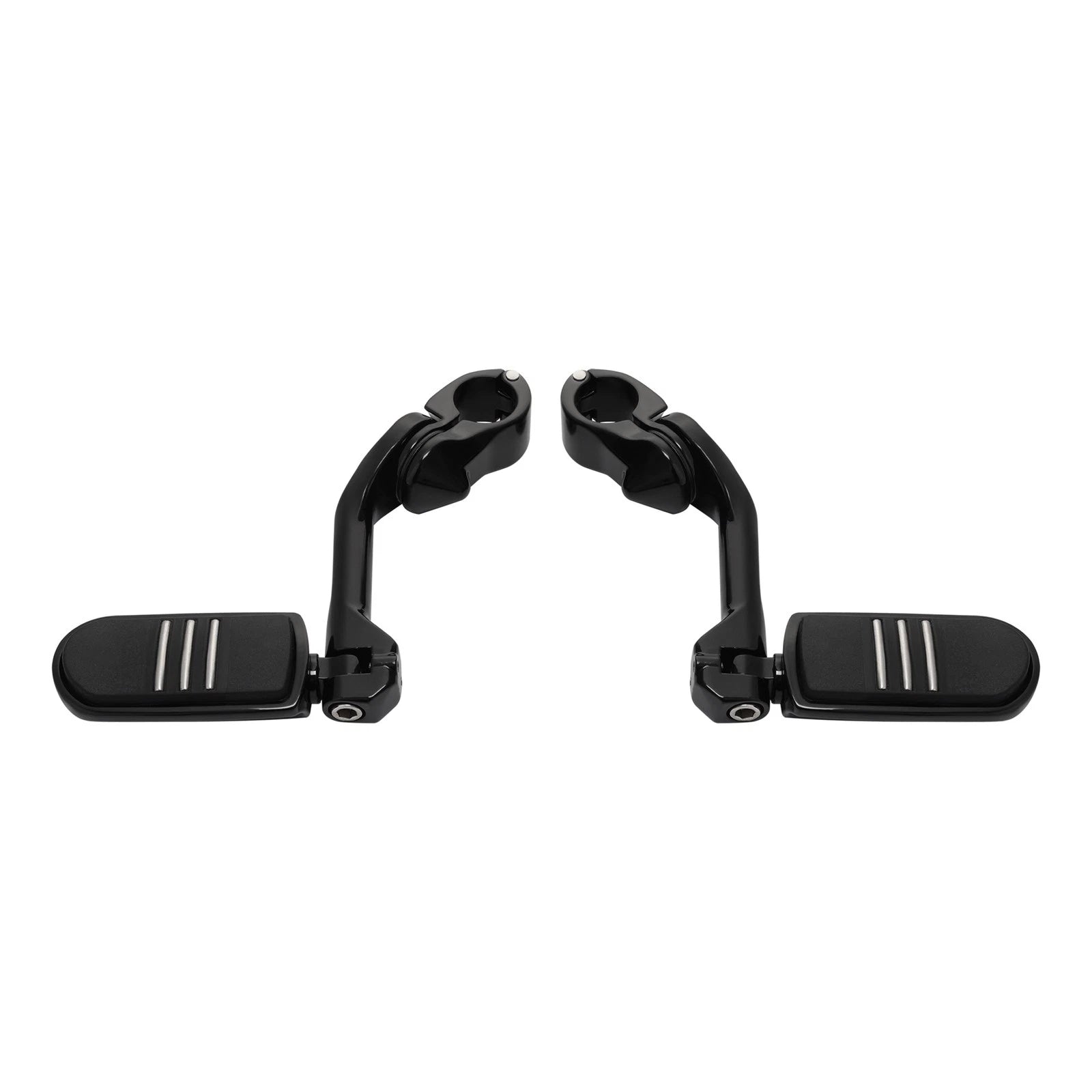 1.25" Gloss Black Long Angled Highway Engine Guard Foot Pegs Kit for Harley