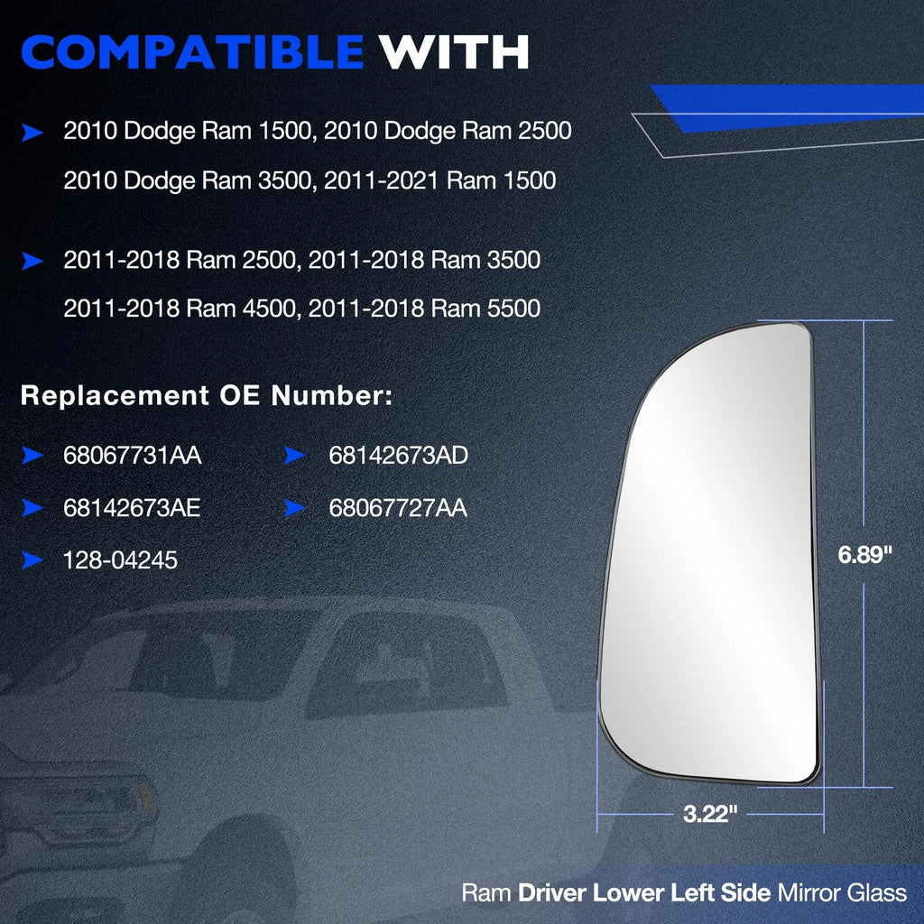 Tow Mirror Spotter Glass for RAM 1500 2500 3500 (2010-2020)