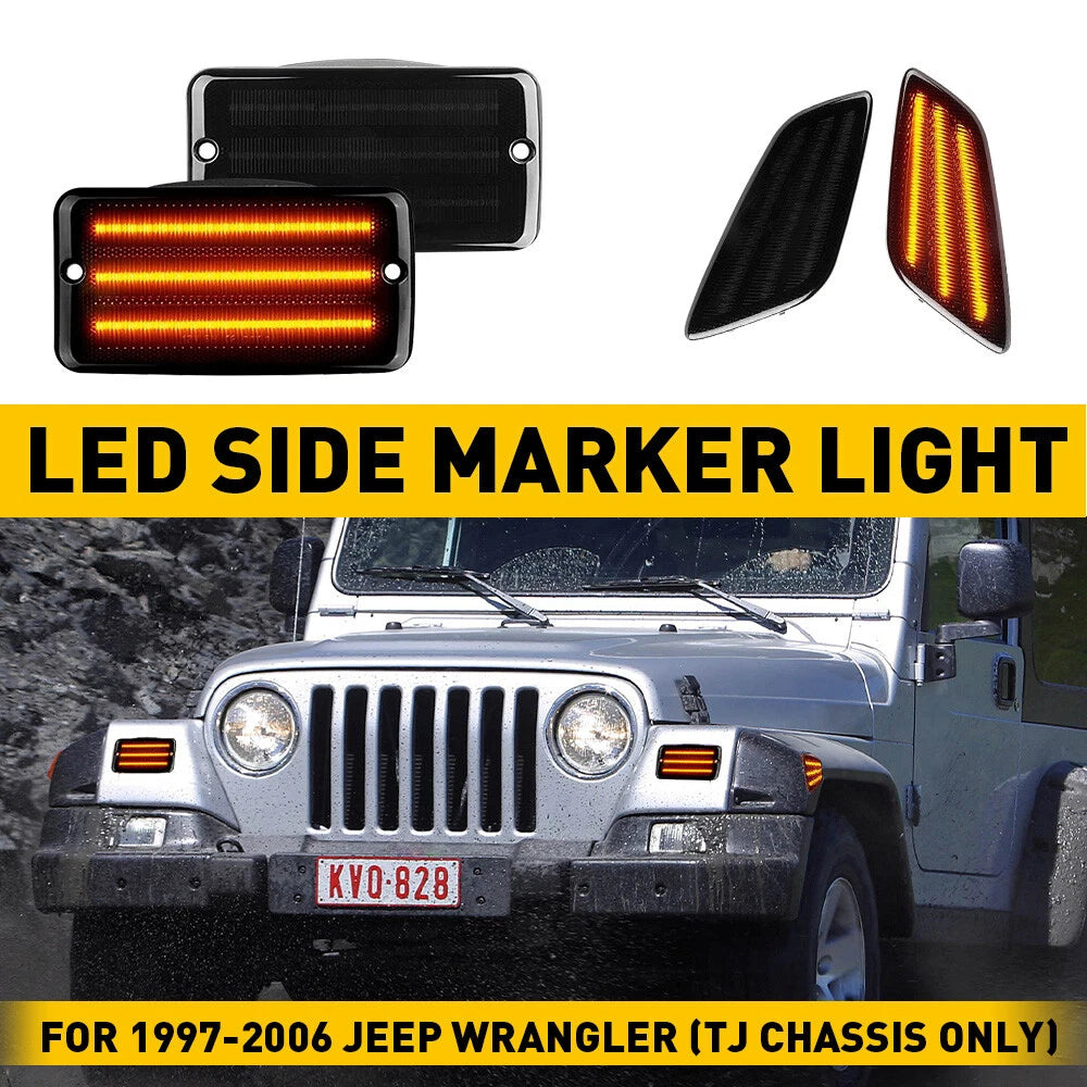Smoke Bumper Signal Fender Side Marker Lights for Jeep Wrangler (1997–2006)