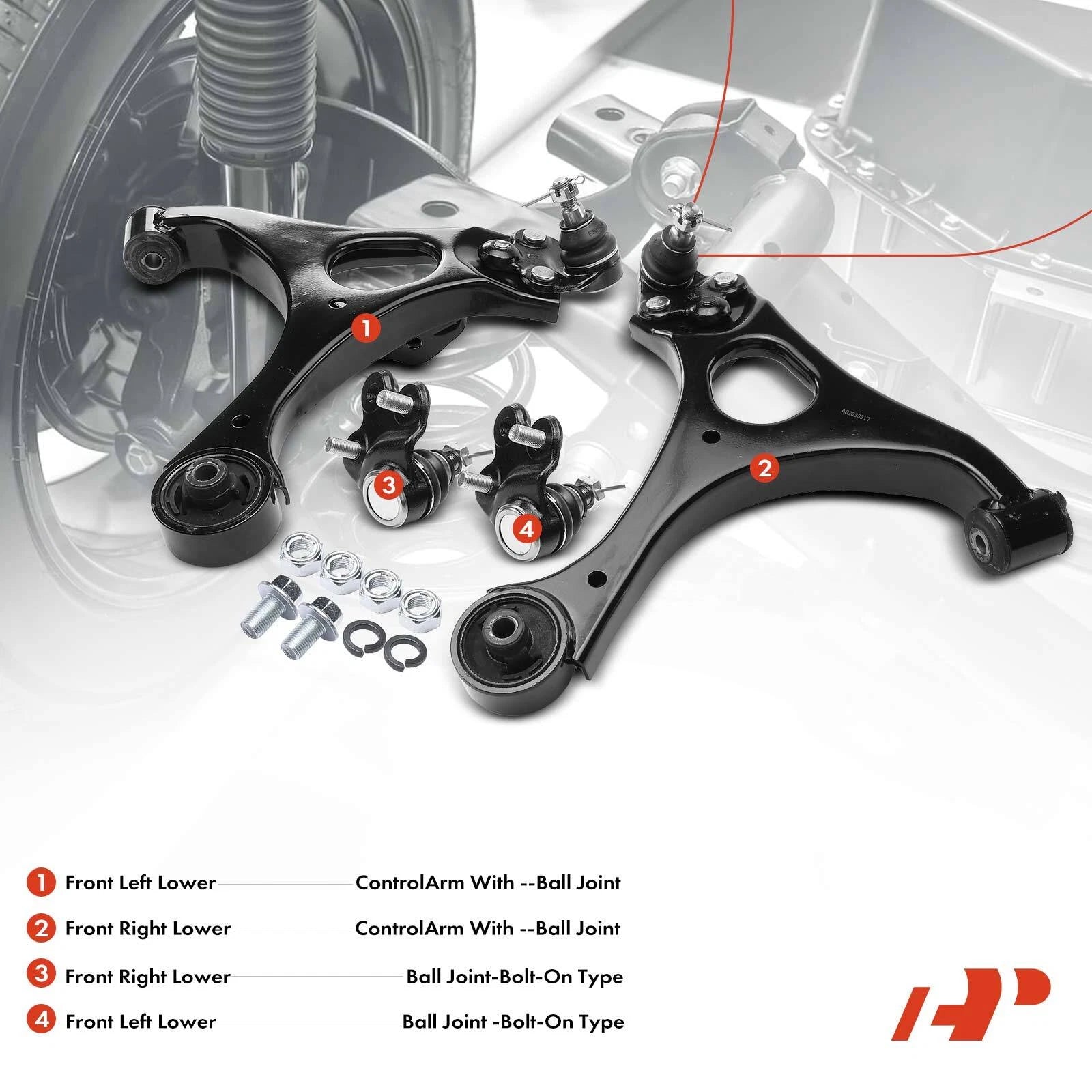 Set of 4 Front Lower Control Arms & Ball Joints for Acura CSX Honda Civic