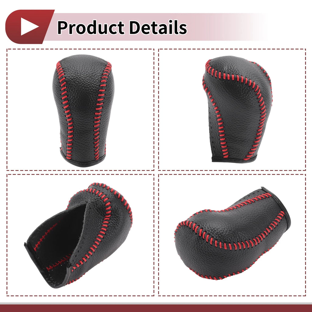 Gear Shift Knob Cover for Mazda CX-5 (2012–2023) Black Red Faux Leather