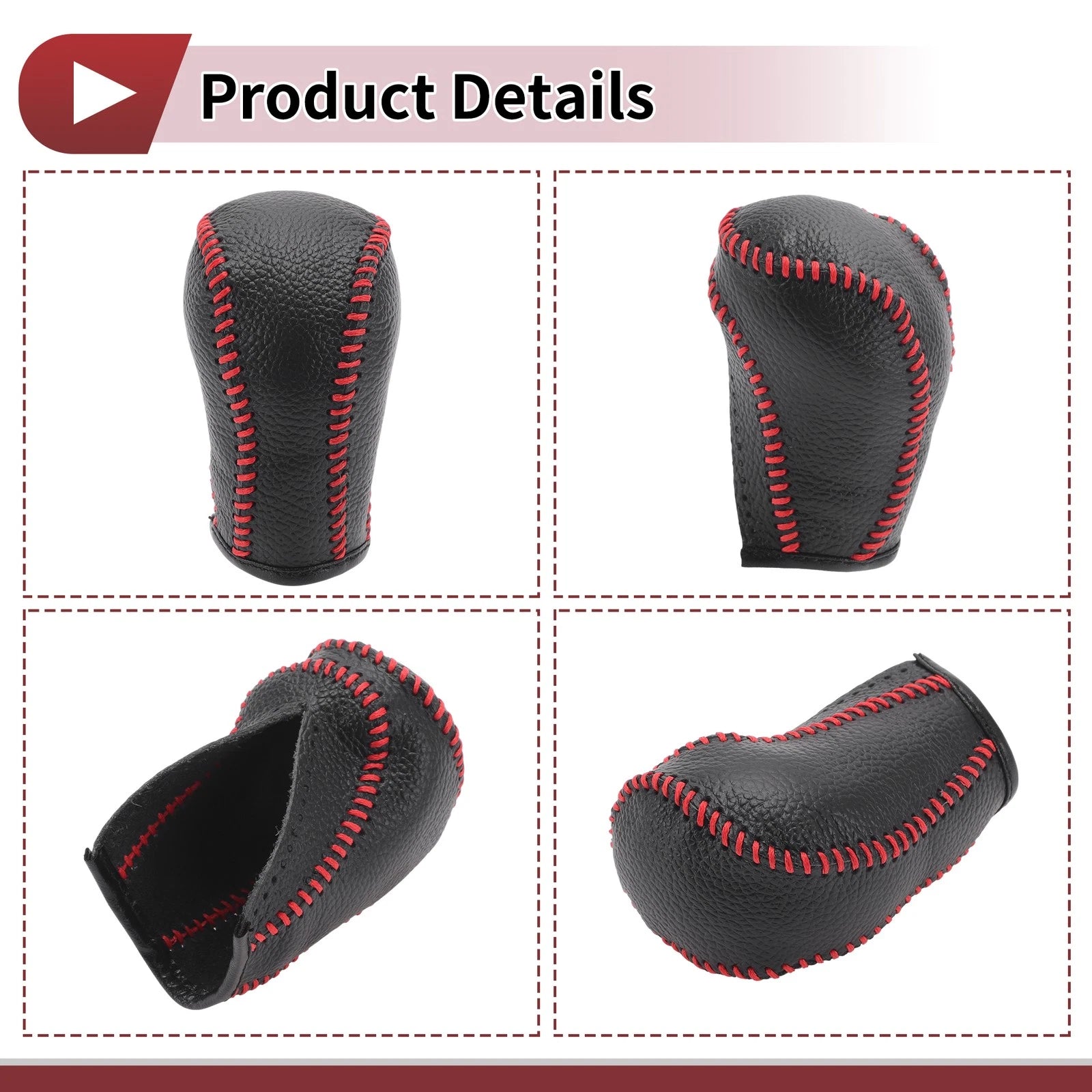 Gear Shift Knob Cover for Mazda CX-5 (2012–2023) Black Red Faux Leather