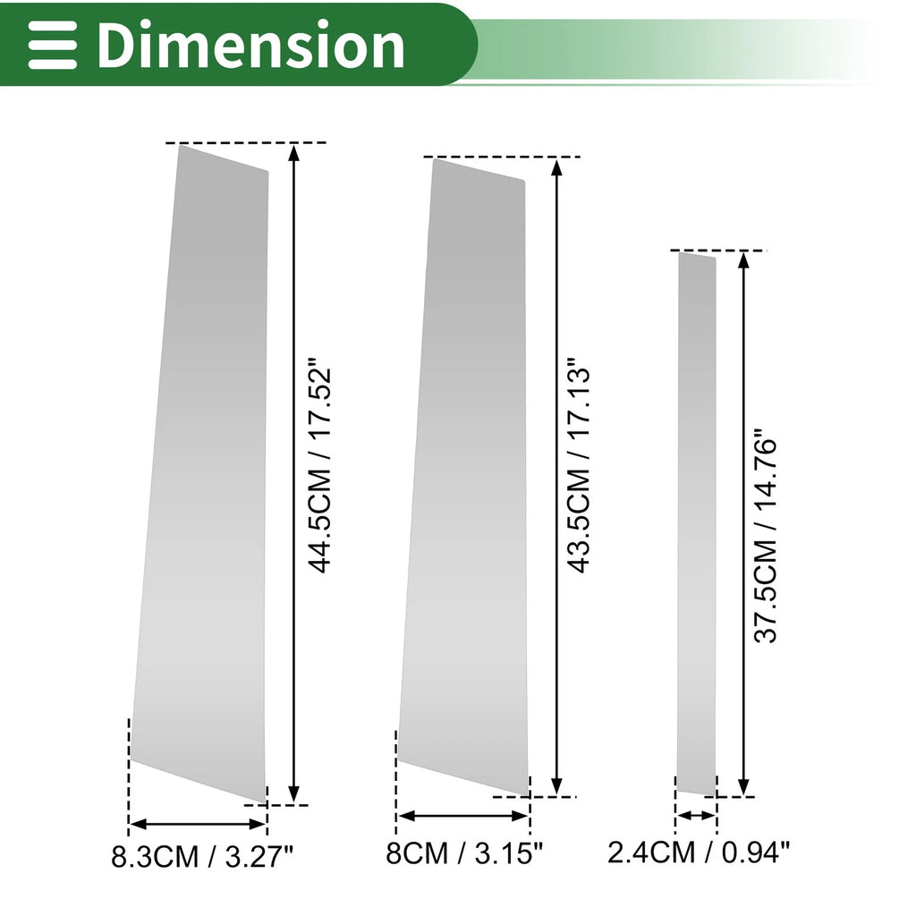 Set of 6 Door Pillar Window Trim for BMW X1 (2009–2015) Silver Tone