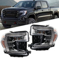 Pair Headlights for GMC Sierra 1500 (2019–2021) Halogen with DRL Chrome