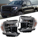 Pair Headlights for GMC Sierra 1500 (2019–2021) Halogen with DRL Chrome