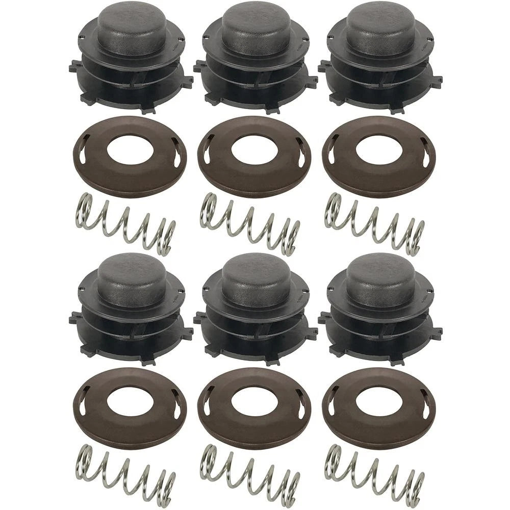 Set of 6 Trimmer Head Spool, Cap & Spring Kits for