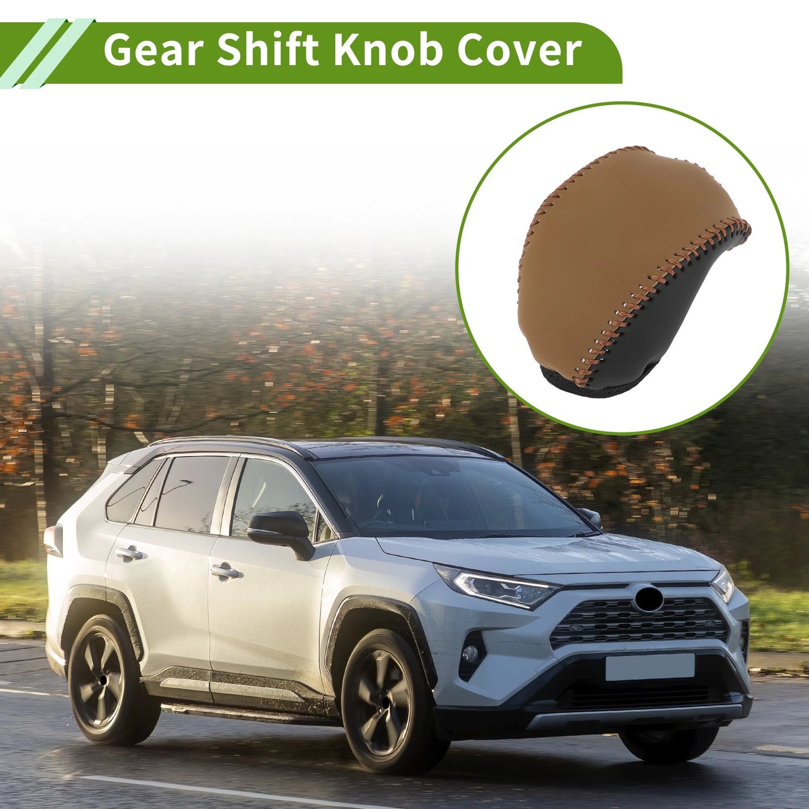1 Pc Gear Shift Knob Cover for Toyota RAV4 (2019–2024) Black Faux Leather