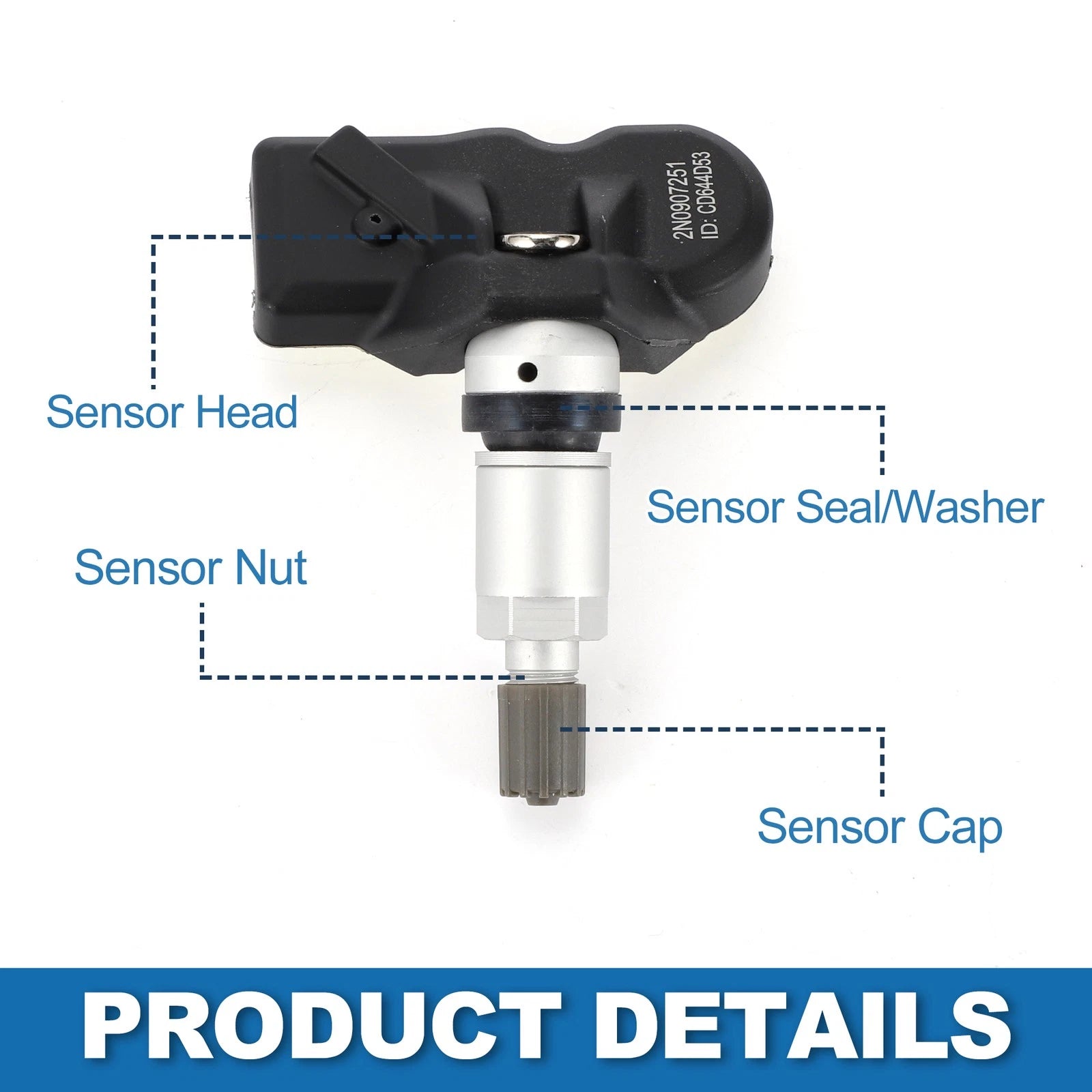 Tire Pressure Sensor for Volkswagen Transporter (2018–2022) 2N0907275A, 2N0907251