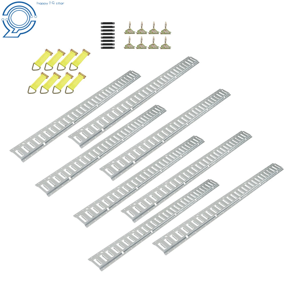 Set of 32 E-Tracks with D-Rings, O-Rings & End Caps for Cargo Trailer
